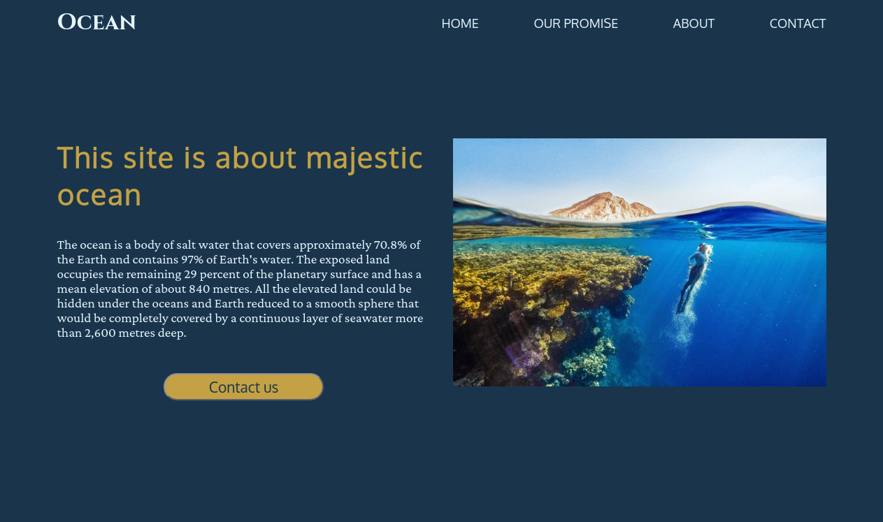 Ocean landing page