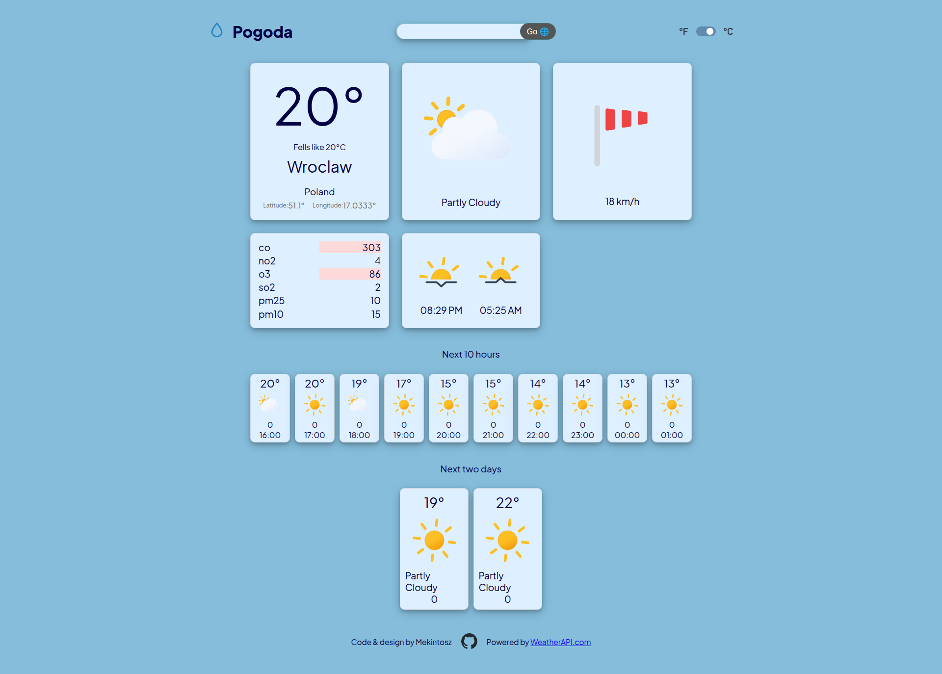 screen shot of the app